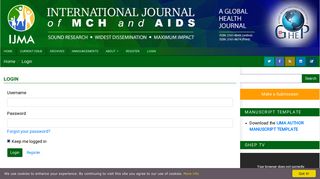 
                            9. Login | International Journal of MCH and AIDS (IJMA)