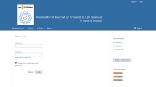 
                            8. Login | International Journal of Prenatal and Life Sciences DOI ...