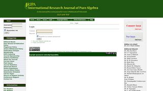 
                            6. Login - International Research Journal of Pure Algebra (RJPA)