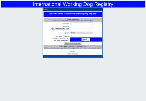 
                            4. Login - International Working Dog Registry