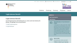 
                            4. Login interner Bereich - BMBF Bündnisse für Bildung - Kultur macht stark