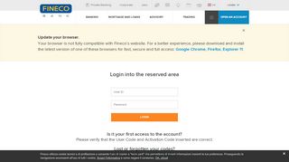 
                            9. Login into the reserved area - Fineco Bank