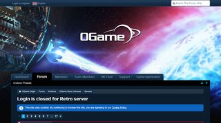 
                            1. Login is closed for Retro server - General - OGame Origin