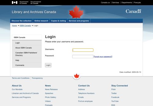 
                            7. Login - ISBN Canada - Library and Archives Canada