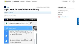 
                            10. Login Issue for OneDrive Android App - Microsoft Community
