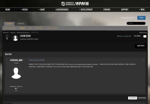 
                            3. LOGIN ISSUE - Questions&Answers - Heroes & Generals