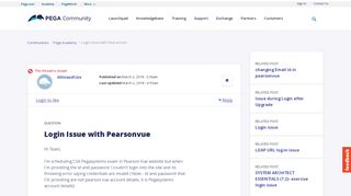 
                            2. Login Issue with Pearsonvue | Pega Community