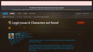 
                            1. Login issues & Characters not found - World of Warcraft Forums ...