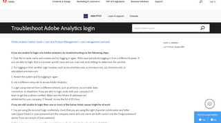 
                            12. login issues in adobe analytics - Adobe Help Center