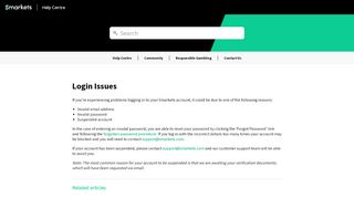 
                            3. Login Issues – Smarkets Help Centre