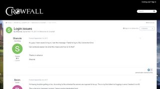 
                            2. Login issues - Welcome to Crowfall - Crowfall Community