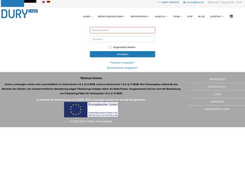 
                            8. LOGIN - IT-Recht-Kanzlei - Markenrecht Kanzlei -DURY Rechtsanwälte