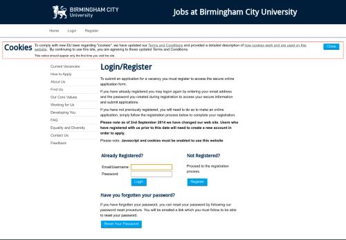 
                            12. Login - Jobs at Birmingham City University