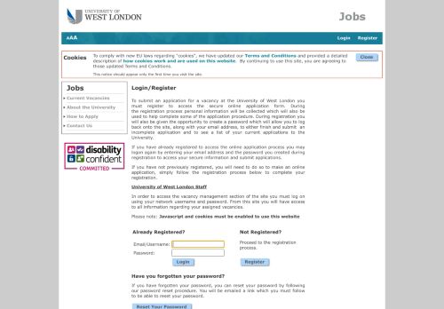 
                            7. Login - Jobs at the University of West London - Jobs at UWL