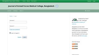 
                            10. Login | Journal of Armed Forces Medical College, Bangladesh