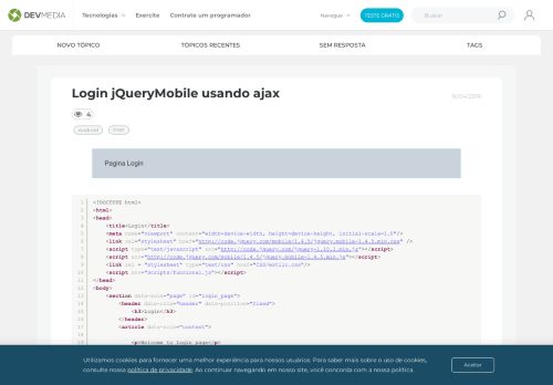 
                            3. Login jQueryMobile usando ajax - Fórum DevMedia