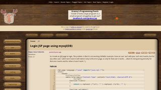 
                            13. Login JSP page using mysql(DB) (JSP forum at Coderanch)