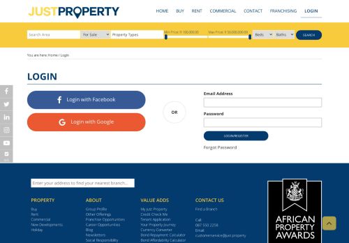 
                            9. Login - Just Property