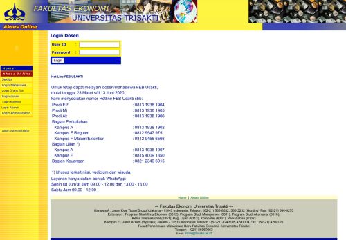 
                            2. Login ke Halaman Akses Online Dosen - Universitas Trisakti