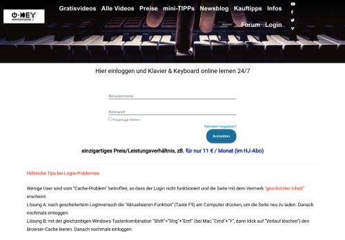 
                            4. Login - Keyboard Unterricht - O-Key Musikschule - O-Key.de