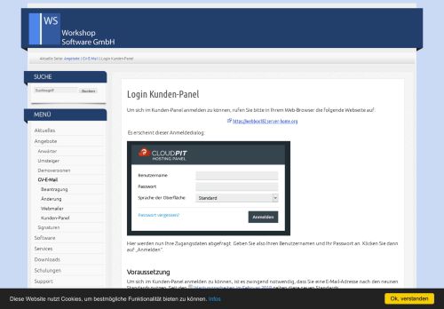 
                            4. Login Kunden-Panel - Workshop Software GmbH