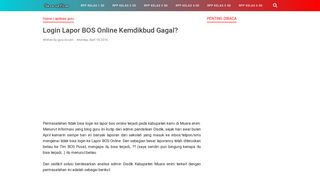 
                            12. Login Lapor BOS Online Kemdikbud Gagal? - Info Guru Terbaru