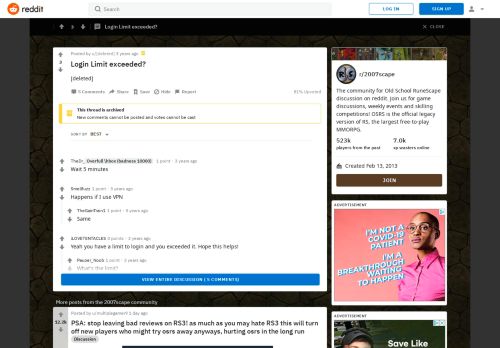 
                            1. Login Limit exceeded? : 2007scape - Reddit