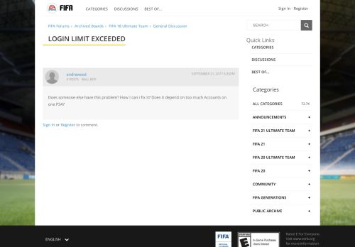 
                            12. Login Limit Exceeded — FIFA Forums