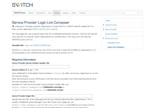 
                            13. Login Link Composer - Discovery Services - Guides - SWITCHaai ...