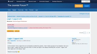 
                            2. Login / Logout Link - Joomla! Forum - community, help and support