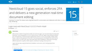 
                            4. Login loop with NextCloud 12.0.3.3 Fresh install - installation ...