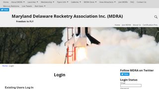 
                            6. Login – Maryland Delaware Rocketry Association Inc. (MDRA)