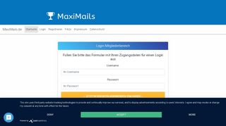 
                            1. Login - MaxiMails = Virale Mails, versenden Sie Ihre Werbung an die ...