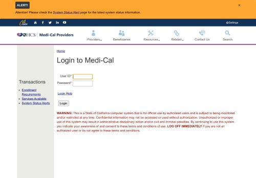 
                            5. Login - Medi-Cal: Login to Medi-Cal