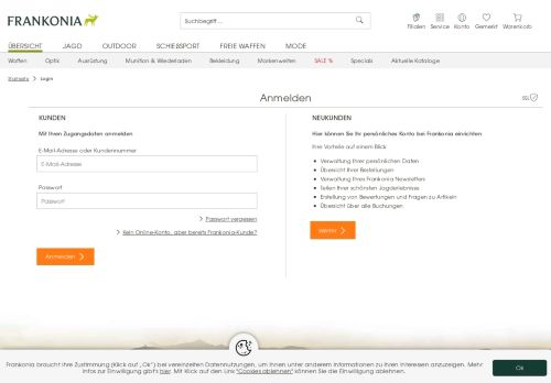 
                            1. Login - Mein Konto - Frankonia.de