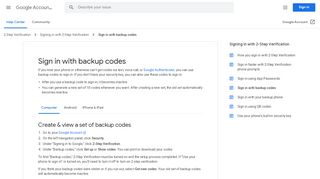 
                            1. Login menggunakan kode backup - Komputer - Bantuan Akun Google