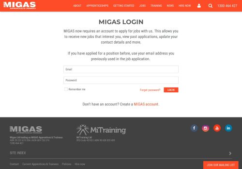 
                            3. Login » MIGAS - MIGAS Apprentices and Trainees