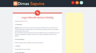 
                            5. Login Mikrotik Melalui Webfig ~ Dimas Saputra || BLC Telkom Klaten