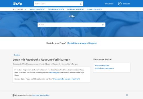 
                            11. Login mit Facebook / Account-Verlinkungen - Hilfe & Support | Shoop.de