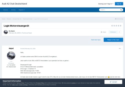 
                            6. Login Motorsteuergerät - Technik - Audi A2 Club Deutschland