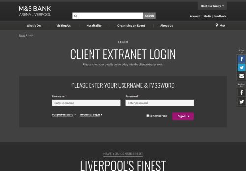 
                            2. Login | M&S Bank Arena Liverpool