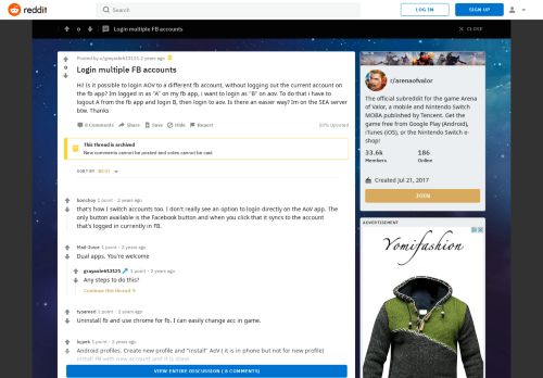 
                            11. Login multiple FB accounts : arenaofvalor - Reddit