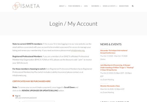 
                            10. Login / My Account - ISMETA