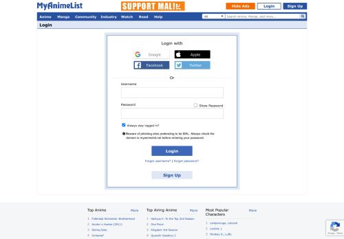 
                            1. Login - MyAnimeList.net