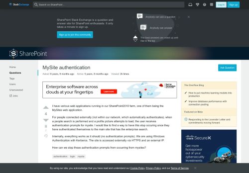 
                            10. login - MySite authentication - SharePoint Stack Exchange