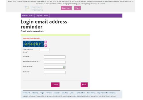 
                            2. Login Name Reminder | Teachers' Pensions