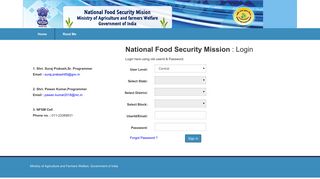
                            7. Login - National Food Security Mission