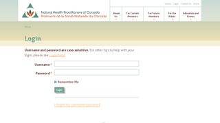 
                            4. Login - Natural Health Practitioners of Canada