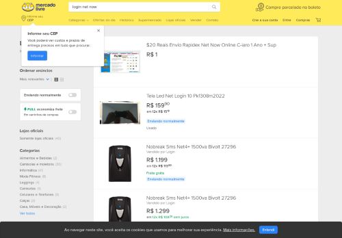 
                            12. Login Net Now no Mercado Livre Brasil