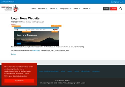 
                            6. Login Neue Website - www.sac-pilatus.ch